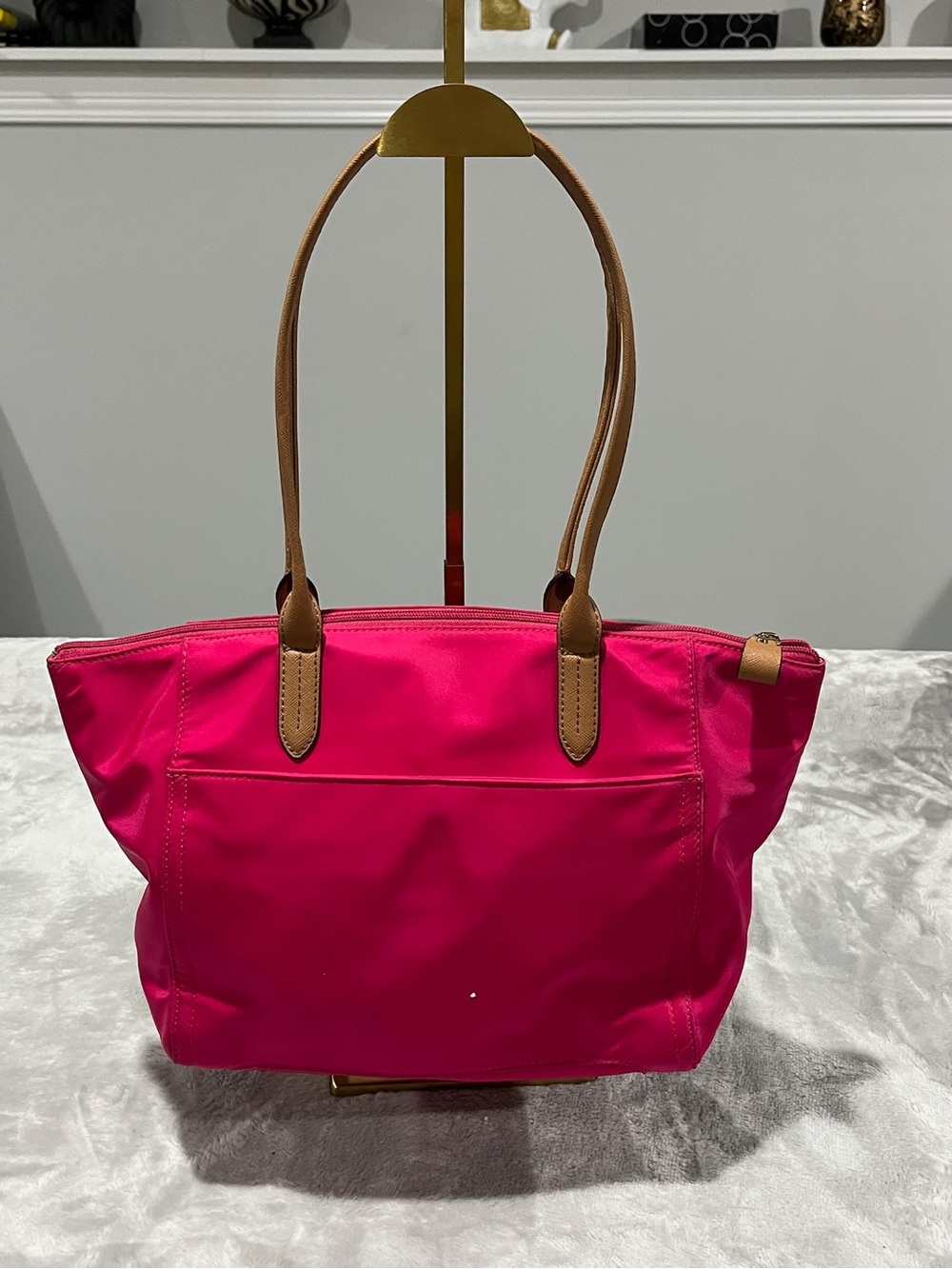 Michael Kors Kelsey Medium Nylon Tote Hot Pink Shoulder Bag EUC - Picture 3 of 12